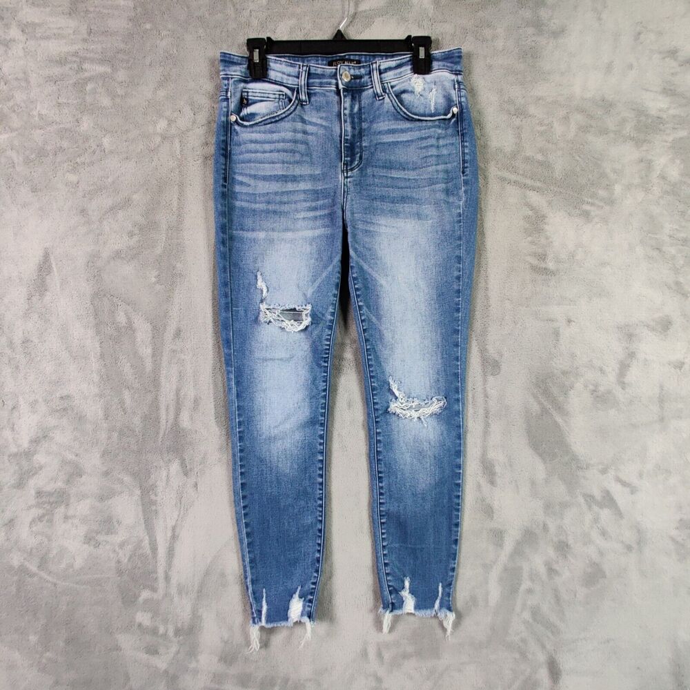 Judy Blue Jeans Women 29 9 Blue Skinny Fit High Rise Denim Stretch Ripped Pants